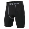 Pantaloncini a compressione neri da uomo con elastico grigio e cuciture a contrasto - S / Nero