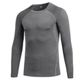 T-shirt de compression sport gris à manches longues pour hommes coupe athlétique - S / Gris Chiné