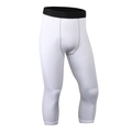 Pantalon de compression 3/4 pour homme blanc avec large taille élastique noire - S / Blanc