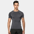 Men's tight compression training t-shirt in dark gray with contrast stitching - Heather Grey