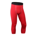 Pantalon de compression 3/4 pour homme rouge vif avec large ceinture noire élastique - S / Rouge