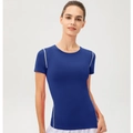 Women's PRO royal blue tight training t-shirt with grey flatlock seams for yoga - 3XL / Blue