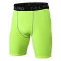 Men's athletic compression shorts in neon yellow with wide elastic PRO waistband - Fluorescent Green