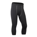 Pantalon de compression capri noir pour homme avec coutures grises pour course et gym - S / Noir