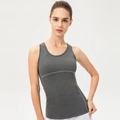Women's slim fit grey racerback sports vest with breathable stretch fabric and stitching - S / Gray