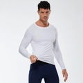 Camiseta de compresión blanca de manga larga para hombre en tejido elástico de secado rápido - S / Blanco