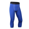 Legging de sport 3/4 bleu pour homme avec taille élastique large et coutures grises - S / Bleu