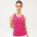 Women's PRO breathable rose red sports tank top with racerback design and grey details - S / Rose Red