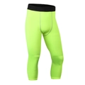 Fluoreszierend grüne Herren Kompressionshose in 3/4-Länge mit breitem schwarzem Gummibund - Fluoreszierendes Grün