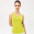 Women's neon green racerback sports tank top for running and high-intensity yoga - S / Yellow