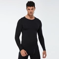 Conjunto deportivo de compresión negro de manga larga para hombre, ropa elástica - S / Negro