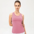 Women's tight sports tank top in dusty rose pink with a racerback and slim fit cut - S / Petal Pink