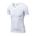 T-shirt a compressione bianca con scollo a V da uomo per fitness e allenamento sportivo - S / Bianco