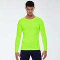 Men's neon green pro compression shirt with long sleeves and elastic quick-dry fabric - Fluorescent Green