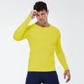 Men's bright yellow long sleeve compression t-shirt for fitness and running - Yellow