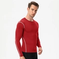 Men's red compression long sleeve training shirt with contrast grey stitching - 3XL / Red