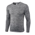 Men's pro fitness long sleeve compression shirt in heather grey moisture-wicking fabric - Light Gray