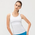 Canotta sportiva bianca da donna attillata con cuciture grigie per yoga e fitness - Taglia S / Top / Bianco