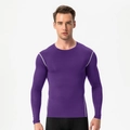 Men's purple tight long sleeve pro workout shirt with grey athletic stitching - 3XL / Purple