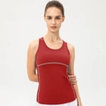 Canotta sportiva Pro da donna rossa con cuciture grigie a contrasto e tessuto traspirante - Taglia S / Top / Rosso