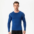 Men's royal blue compression training shirt with contrast gray stitching and flat seams - 3XL / Blue