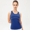 Canotta sportiva Pro blu navy con linee a contrasto grigie e design slim fit donna - Taglia S / Top / Blu