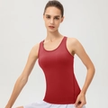 Débardeur de sport femme rouge vin moulant pour la course et les exercices de yoga - S / Hauts / Rouge