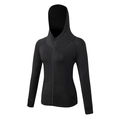 Women's black slim-fit hooded sports jacket with full zipper and quick-dry fabric - S / Black