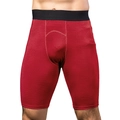 Red 3D men's compression shorts with honeycomb mesh fabric and black elastic waistband - S / Bottoms / Red