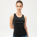 Canotta sportiva nera da donna con cuciture grigie a contrasto e tessuto traspirante - Taglia S / Top / Nero