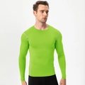 Fluorescent green men's compression long sleeve sports shirt for training and running - 3XL / Fluorescent Green