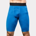 Men's bright blue compression shorts with 3D geometric texture and black elastic waistband - S / Bottoms / Blue