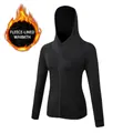 Women's black fleece-lined fitness hoodie with zipper and moisture-wicking fabric - S / Black Fleece Lined