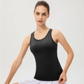 Débardeur de sport noir pour femme coupe ajustée pour le yoga et le fitness intensif - S / Hauts / Noir