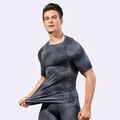 Ensemble de compression gris pour homme avec imprimé 3D alvéolé pour le fitness - S / Écailles de Serpent Noir
