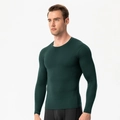 Men's dark green tight compression long-sleeve sports shirt for gym training - S / Dark Ink Green