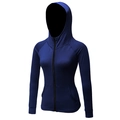 Women's slim fit zip-up sports hoodie in navy blue color with breathable quick-dry fabric - Navy Blue