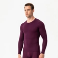Men's compression long sleeve training top in wine red, slim fit quick dry athletic shirt - S / Burgundy