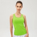 Débardeur de sport femme vert fluo, coupe ajustée dos nageur en tissu respirant à séchage rapide - Vert Fluorescent