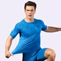Ensemble t-shirt et short de compression 3D respirant bleu roi pour hommes - S / Bleu