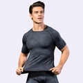 T-shirt de compression gris foncé pour homme avec imprimé 3D et haute élasticité - M / Gris Noir - Maille Noire