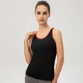 Débardeur de sport noir pour femme avec liseré orange pour le yoga et le fitness - Noir-Orange