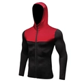 Ανδρική αθλητική ζακέτα slim fit με κουκούλα, σχέδιο κόκκινο και μαύρο με φερμουάρ - S / Μαύρο Κόκκινο