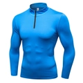 Herren Sport-Sweatshirt in Hellblau mit Halbreißverschluss und Stehkragen für Fitness - S / Blau