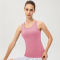 Débardeur de sport femme rose poudré ajusté pour le yoga et l'entraînement fitness - Rose Pétale