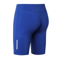Navy blue high-waisted yoga shorts with side reflective strips and elastic compression fit - XS / Blue