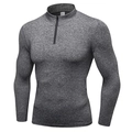 Herren Sport-Sweatshirt mit Viertel-Reißverschluss in Graumeliert, schnelltrocknend - S / Grau