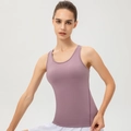 Débardeur de sport violet lilas pour femme avec larges bretelles pour yoga et fitness - Rose Brume