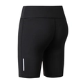 Women's black high-waisted yoga shorts with safety reflective stripe on the leg - XS / Black
