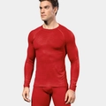 Set compressione uomo rosso con trama 3D, maglia a maniche lunghe e pantaloni sportivi - S / Rosso